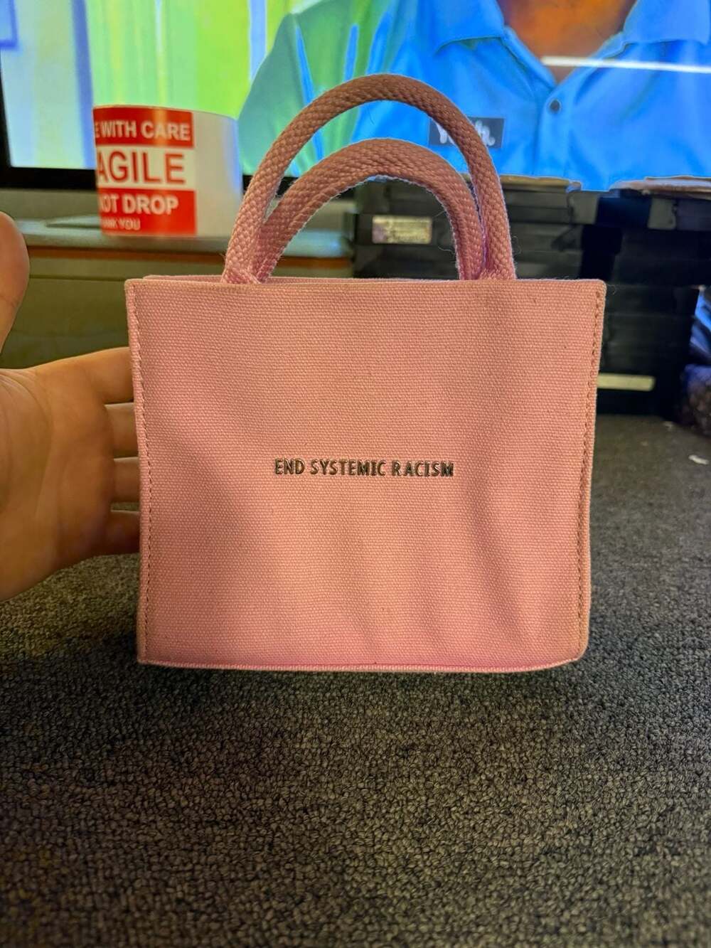 Brandon Blackwood End Systemic Racism Pink Canvas Tote Crossbody Bag